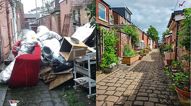 Z uličky hrůzy je květinový ráj. Sousedé v Anglii proměnili skládku v oázu klidu