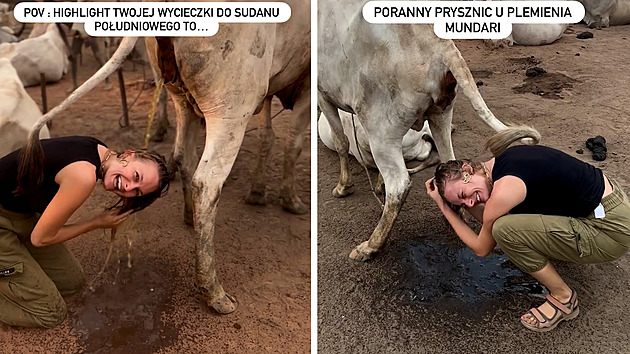 Cestovatelka si umyla vlasy v proudu kravské moči. Zářila u toho štěstím